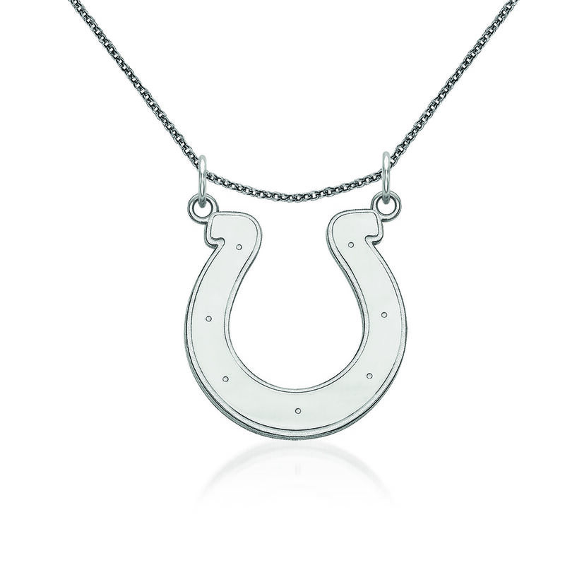14kt White Gold NFL Indianapolis Colts Emblem Necklace. 18&quot; image number 0