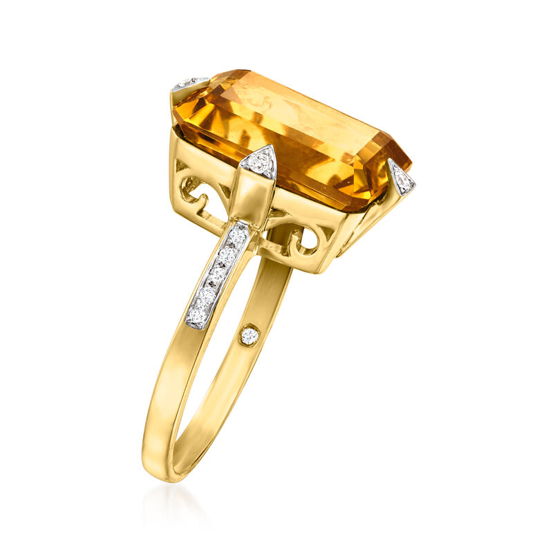 5.25 Carat Citrine and .10 ct. t.w. Diamond Ring in 14kt Yellow Gold. Size 7 image number 2