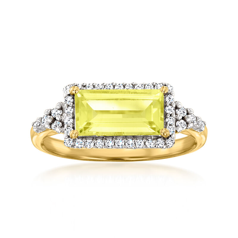 1.20 Carat Lemon Quartz and .20 ct. t.w. White Topaz Ring in 18kt Gold Over Sterling image number 0