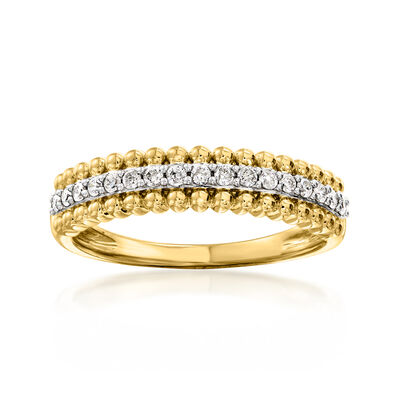 .20 ct. t.w. Diamond Beaded-Edge Ring in 18kt Gold Over Sterling