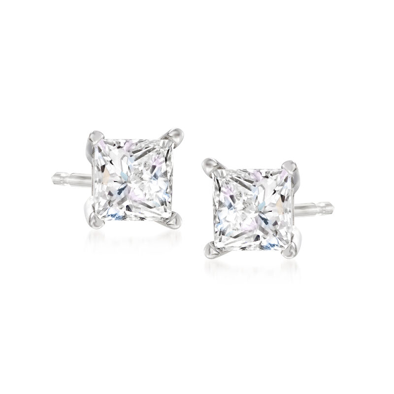 1.00 ct. t.w. Princess-Cut Diamond Stud Earrings in 14kt White Gold image number 0
