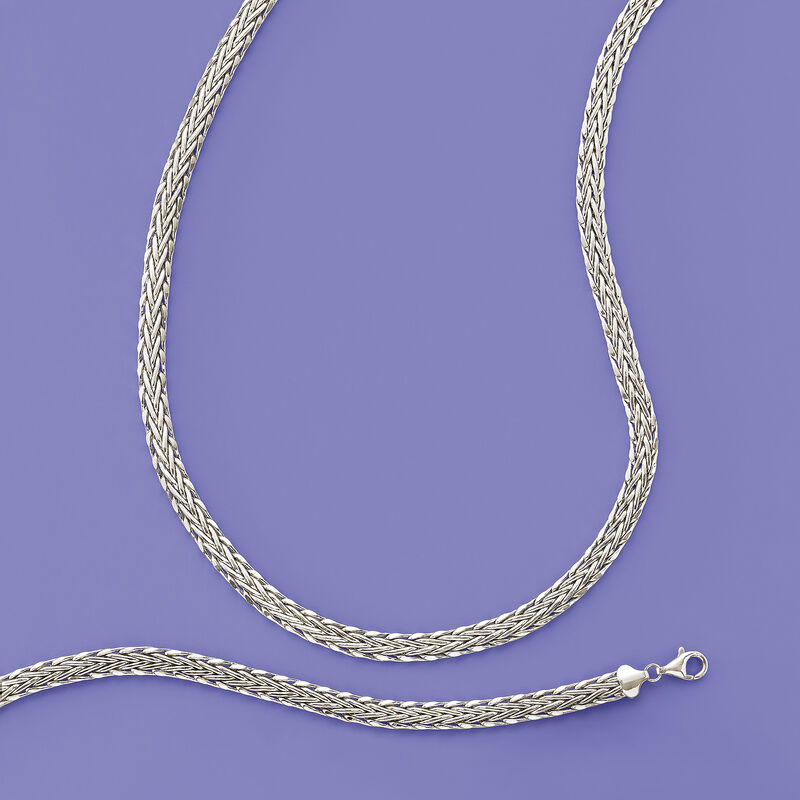 14kt White Gold Wheat-Link Bracelet image number 2