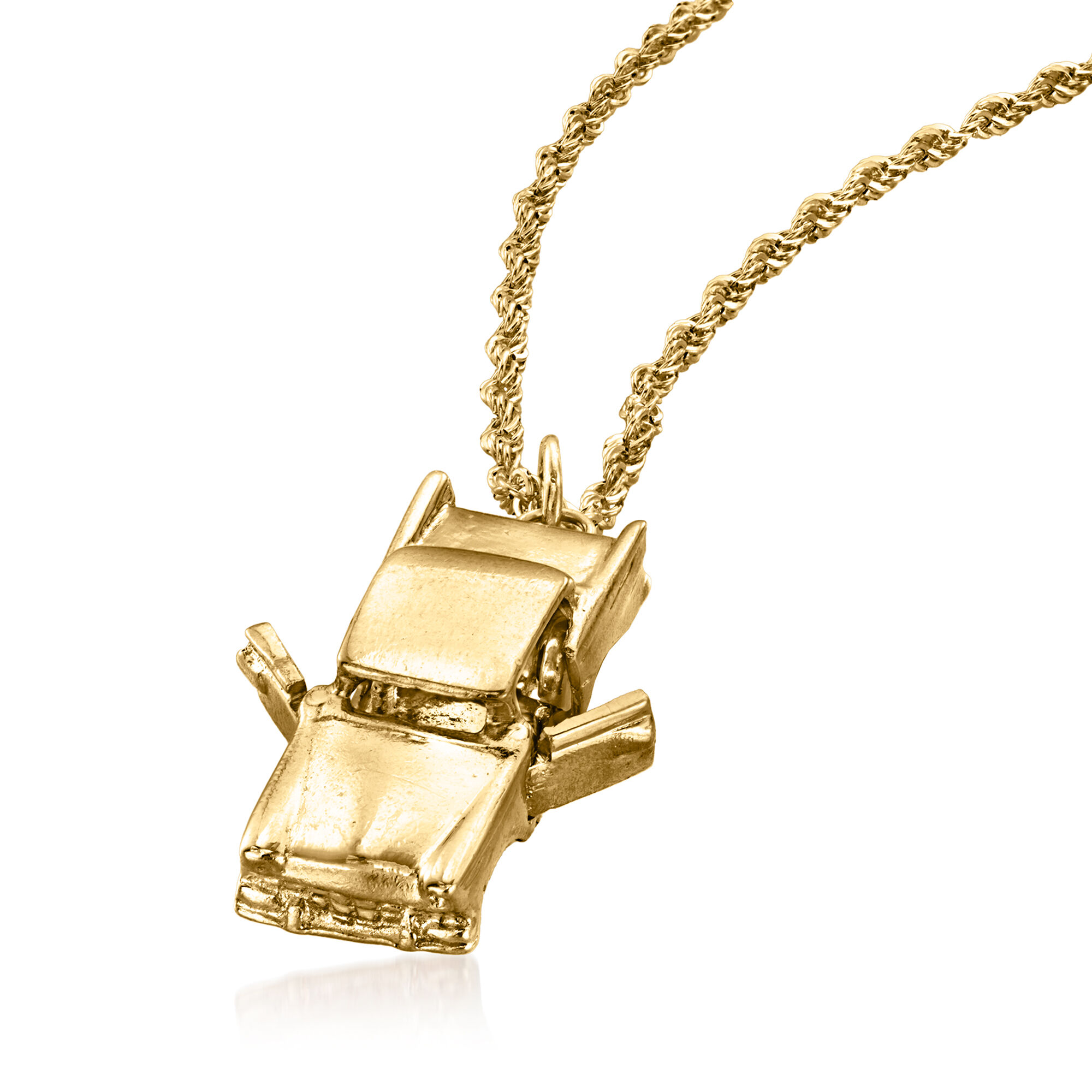C. 1970 Vintage 14kt Yellow Gold Car Pendant Necklace