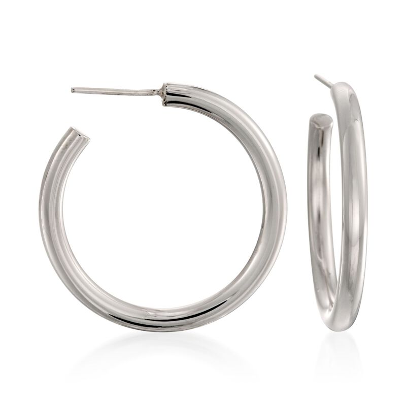 Zina Sterling Silver Hoop Earrings. 1 1/4&quot; image number 0