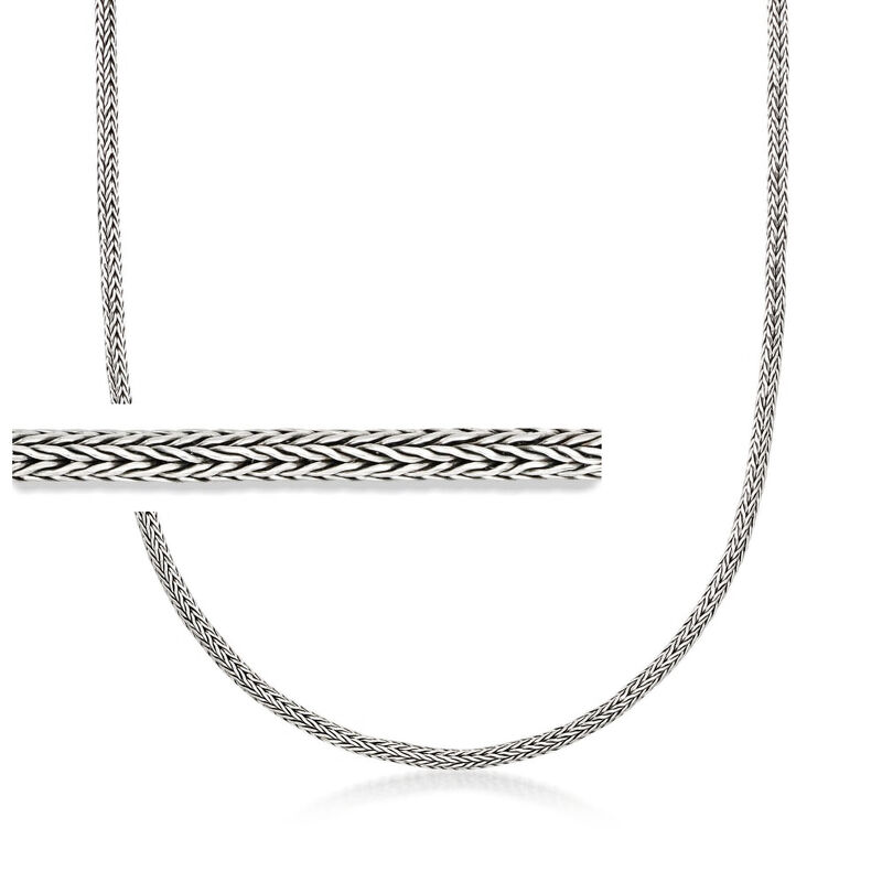 3mm Sterling Silver Modified Wheat-Chain Necklace image number 0