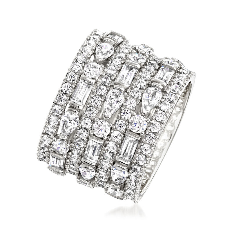 6.56 ct. t.w. Multi-Shaped CZ Multi-Row Eternity Band in Sterling Silver image number 2