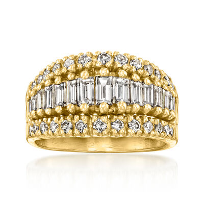 C. 1980 Vintage 2.00 ct. t.w. Diamond Three-Row Ring in 18kt Yellow Gold