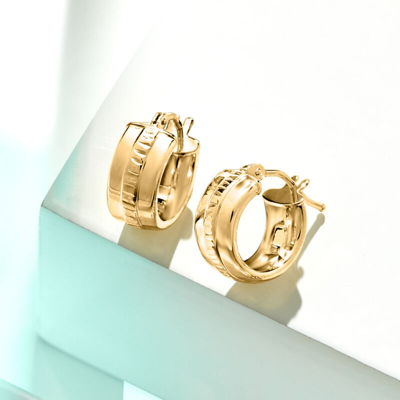 Italian 10kt Yellow Gold Huggie Hoop Earrings. 1/2&quot; image number 2