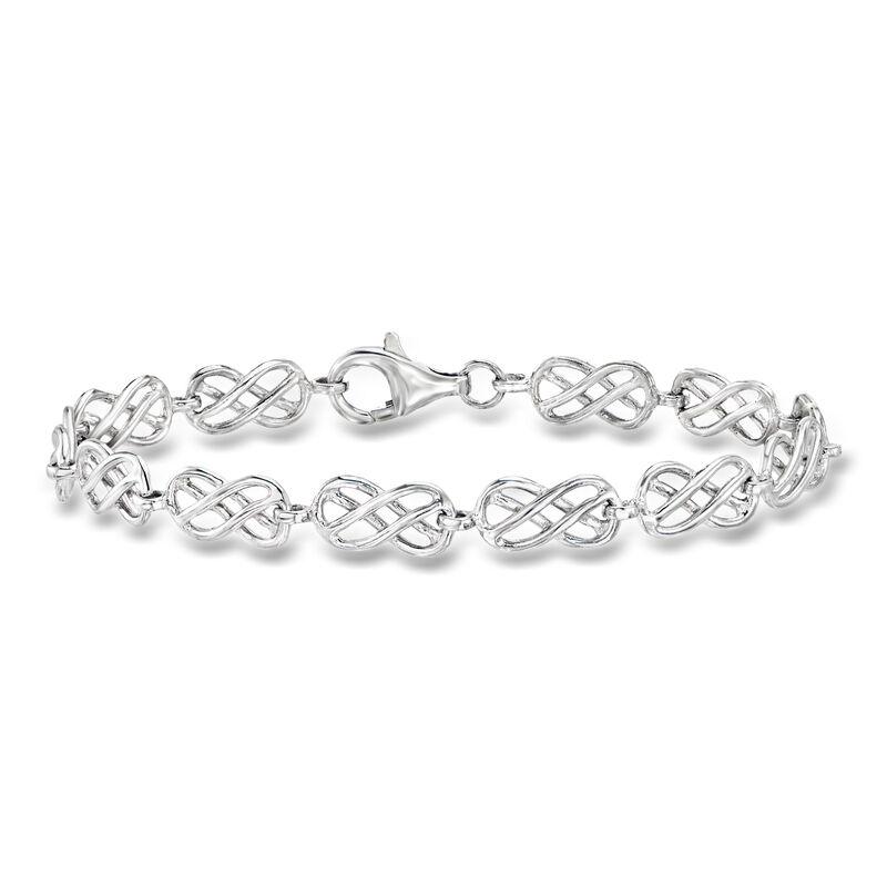 Sterling Silver Celtic Knot and Infinity Station Bracelet image number 0
