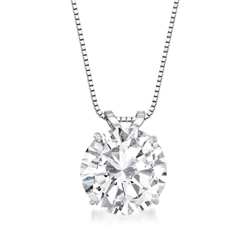 4.00 Carat CZ Solitaire Necklace in 14kt White Gold image number 0