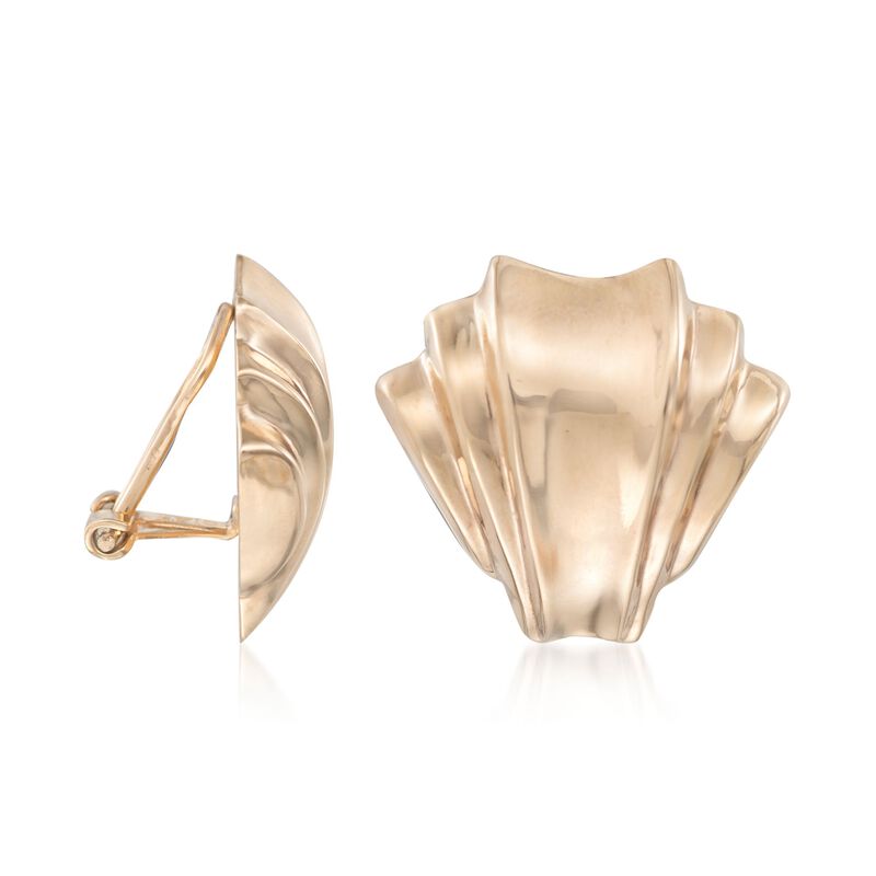 14kt Yellow Gold Fan Clip-On Earrings image number 2
