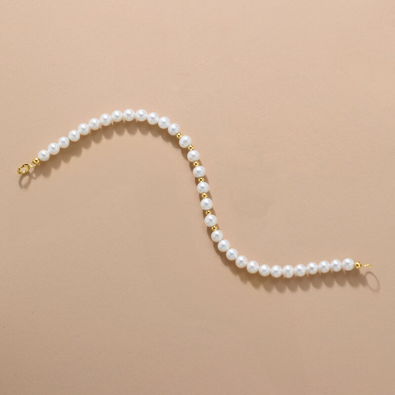 4-5mm Cultured Pearl Bead Bracelet in 10kt Yellow Gold image number 2