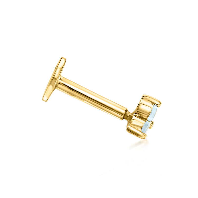 Aquamarine Three-Stone Stud Earrings in 14kt Yellow Gold image number 3