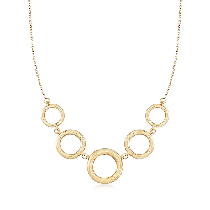 Italian 14kt Yellow Gold Open-Space Circle Necklace. 18.25&quot; image number 0