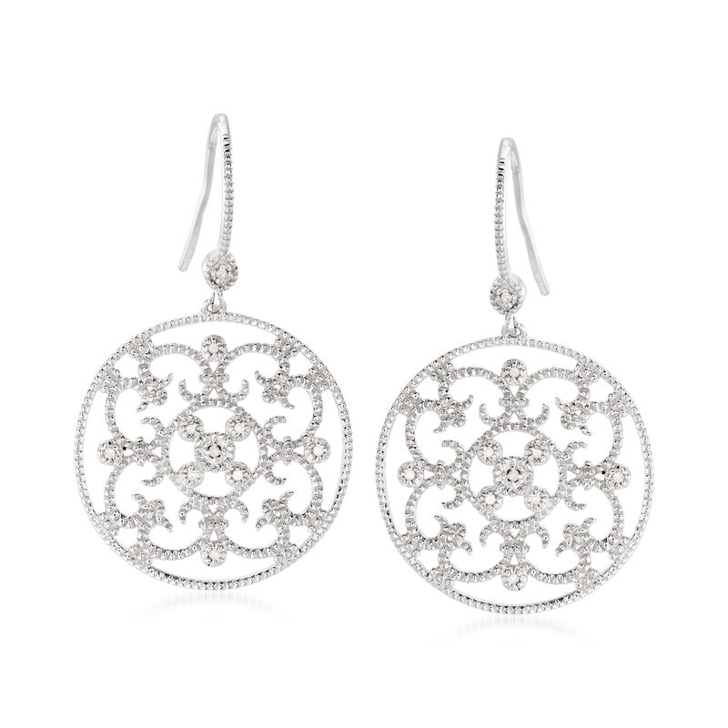 .20 ct. t.w. Diamond Openwork Floral Drop Earrings in Sterling Silver image number 0