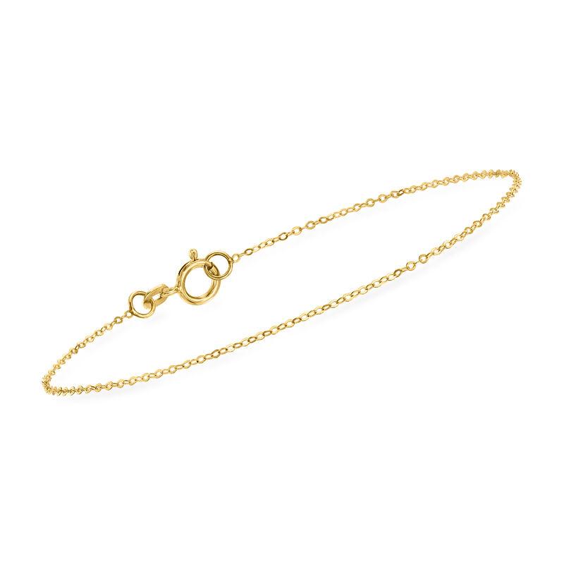 Italian 1mm 10kt Yellow Gold Cable-Chain Bracelet image number 0