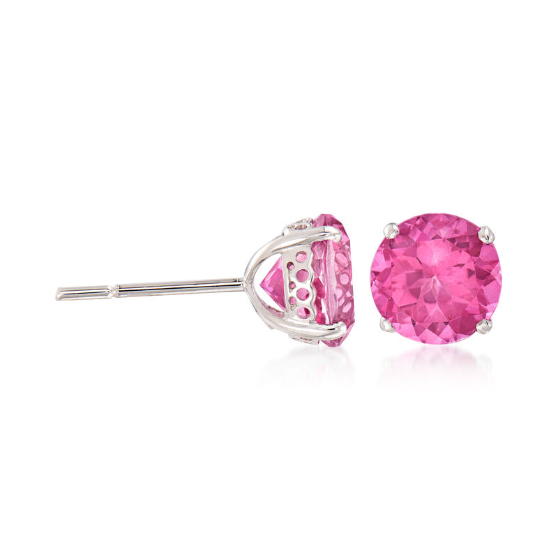 4.50 ct. t.w. Pink Topaz Stud Earrings in 14kt White Gold image number 2