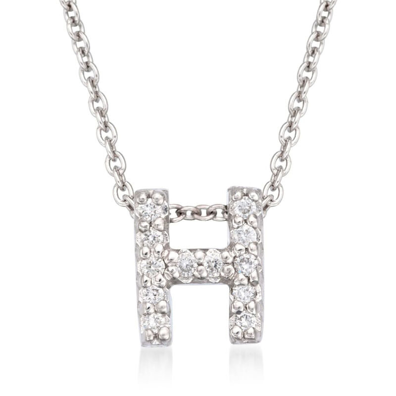 H - Roberto Coin "Love Letter" Diamond Initial Pendant Necklace in 18kt White Gold. 16"  image number 0