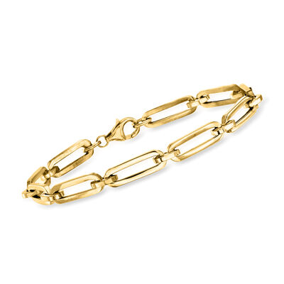 Italian 14kt Yellow Gold Paper Clip Link Bracelet