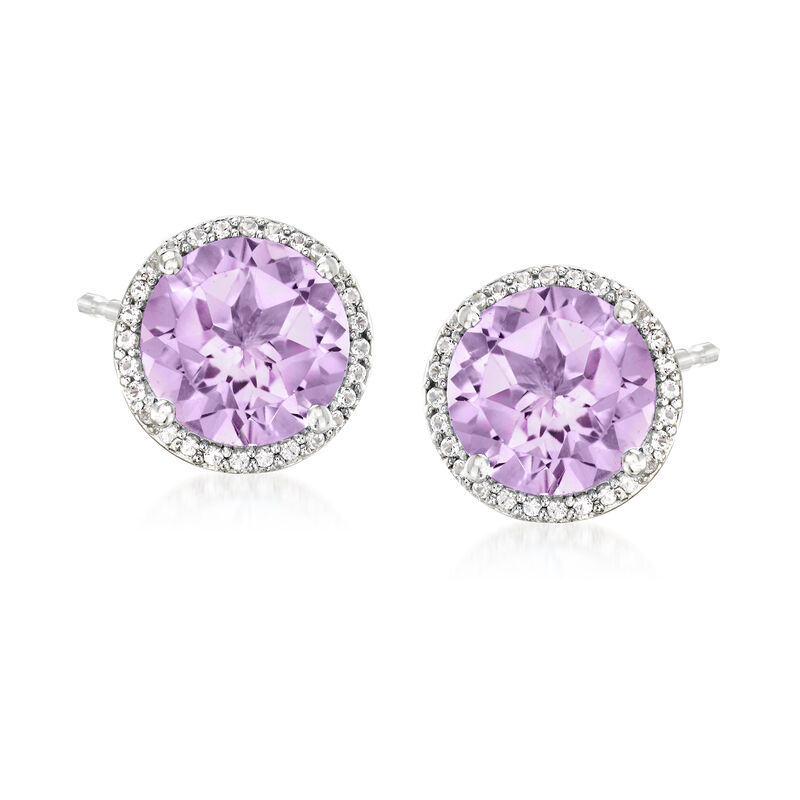 4.50 ct. t.w. Amethyst and .20 ct. t.w. White Topaz Earrings in Sterling Silver image number 0