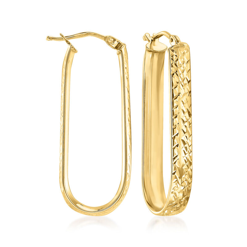 Italian 10kt Yellow Gold Oval Hoop Earrings. 1 1/4" image number 0