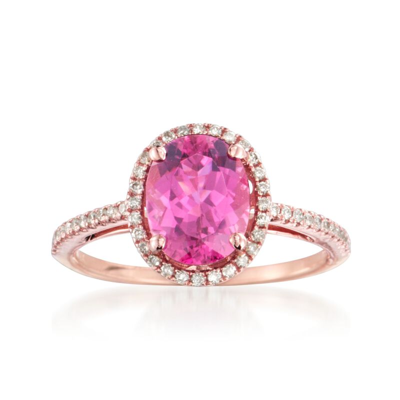 1.95 Carat Pink Tourmaline and .20 ct. t.w. Diamond Ring in 14kt Rose Gold image number 0