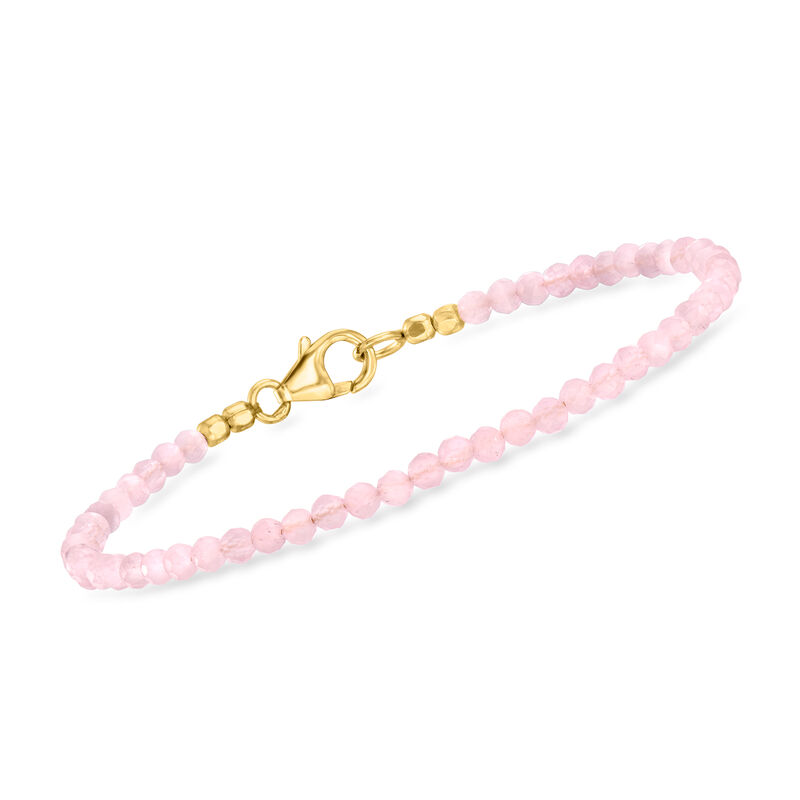 8.25 ct. t.w. Rose Quartz Bead Bracelet in 18kt Gold Over Sterling image number 0