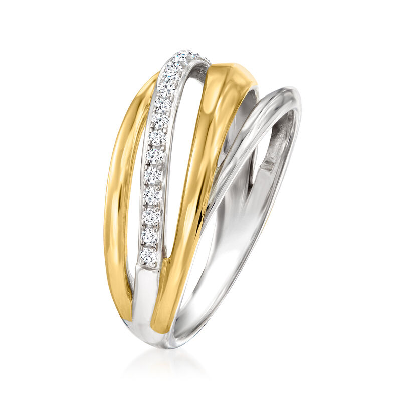 .60 ct. t.w. White Topaz Crisscross Ring in Sterling Silver and 18kt Gold Over Sterling Silver image number 2