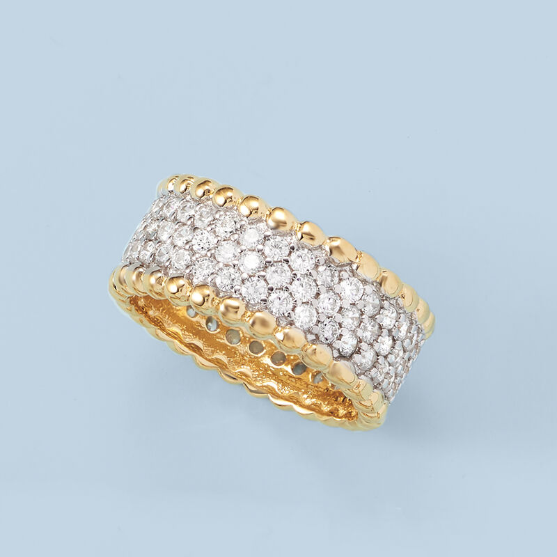 1.95 ct. t.w. CZ Beaded Ring in Two-Tone Sterling Silver image number 2