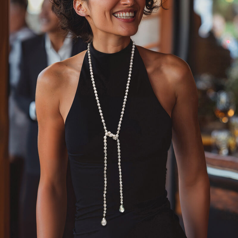 6-15mm Cultured Baroque Pearl Endless Necklace with 14kt Yellow Gold. 48&quot; image number 2
