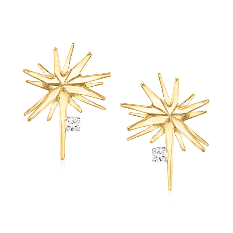 C. 1970 Vintage .25 ct. t.w. Diamond Starburst Earrings in 18kt Yellow Gold image number 0