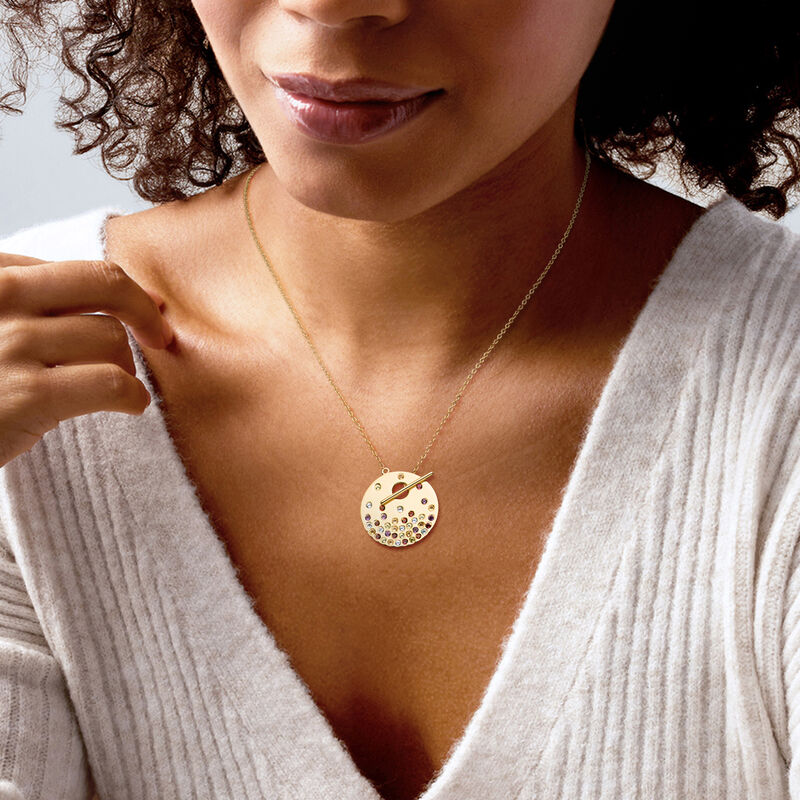 1.50 ct. t.w. Scattered Multi-Gemstone Toggle Necklace in 18kt Gold Over Sterling image number 1