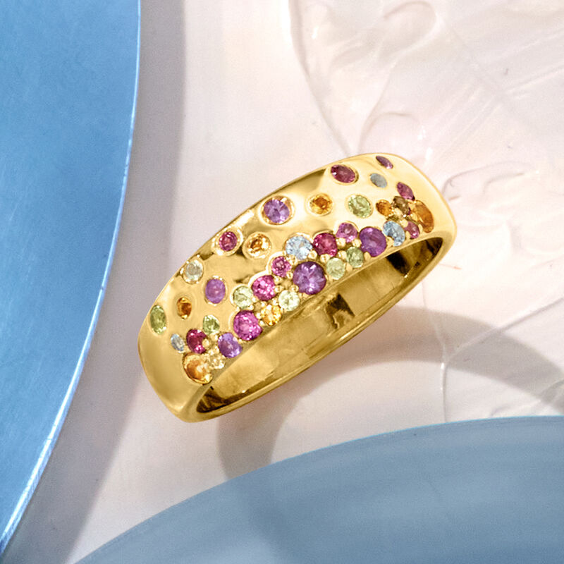 .45 ct. t.w. Multi-Gemstone Scattered Ring in 18kt Gold Over Sterling image number 3