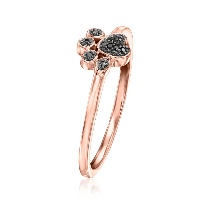 Black Diamond Paw Print Ring in 14kt Rose Gold image number 2