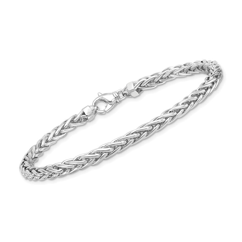Solid Platinum Wheat-Chain Bracelet. 8&quot; image number 0
