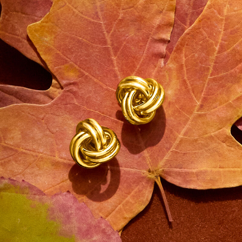 14kt Yellow Gold Love Knot Stud Earrings image number 6