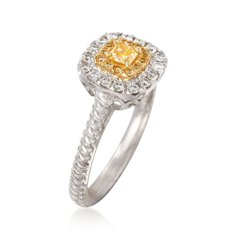 .52 ct. t.w. White and Yellow Diamond Ring in 18kt Two-Tone Gold. Size 6 image number 2