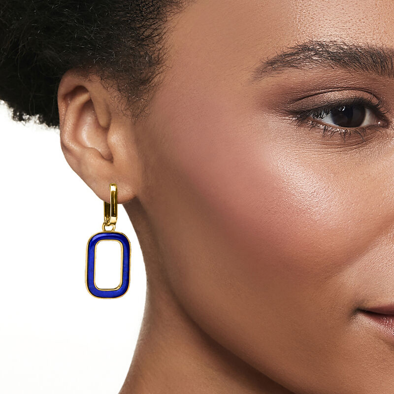 Lapis Paper Clip Link Drop Earrings in 18kt Gold Over Sterling image number 1