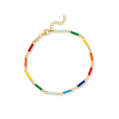 Italian Multicolored Enamel Bar-Link Anklet in 18kt Gold Over Sterling