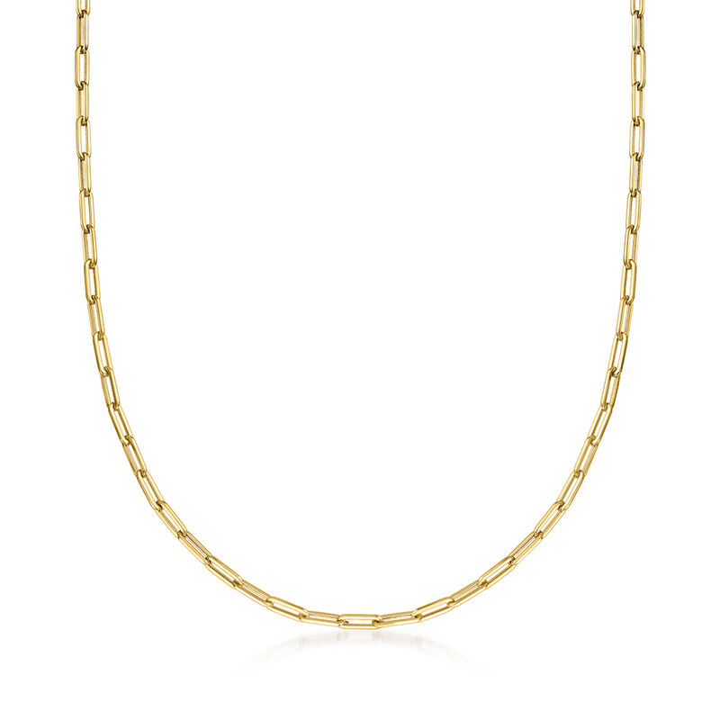 Italian 14kt Yellow Gold Paper Clip Link Necklace. 16&quot; image number 1
