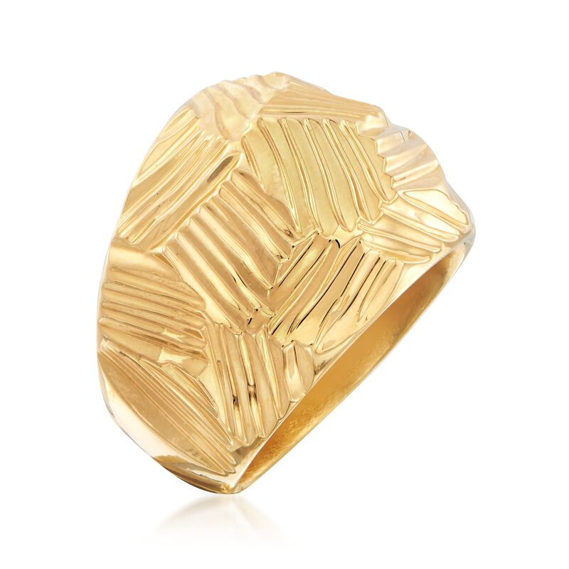Italian Andiamo 14kt Yellow Gold Geometric Textured Dome Ring image number 2