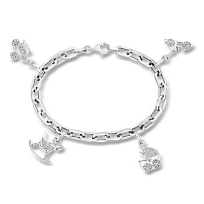 C. 1990 Vintage .41 ct. t.w. Diamond Charm Bracelet in 18kt White Gold