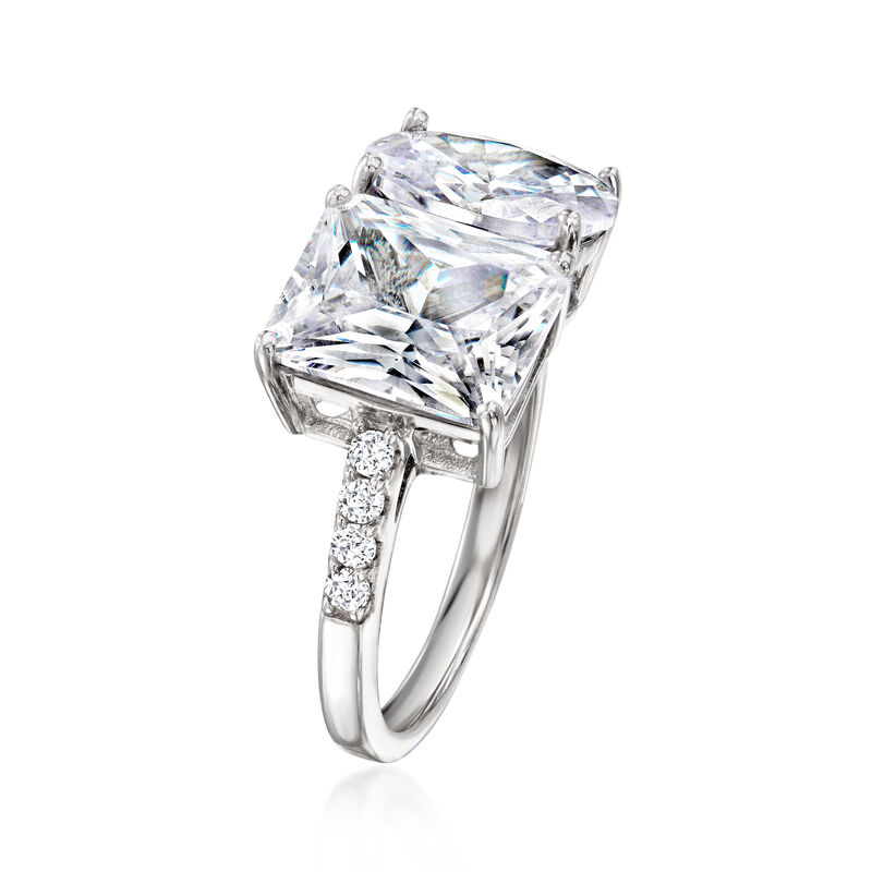 6.80 ct. t.w. CZ Toi et Moi Ring in Sterling Silver image number 2