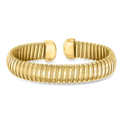 Italian 14kt Yellow Gold-Plated Tubogas Cuff Bracelet