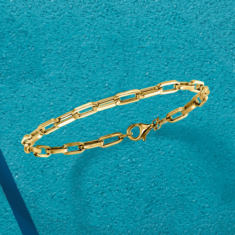 Italian 14kt Yellow Gold Paper Clip Link Bracelet image number 2