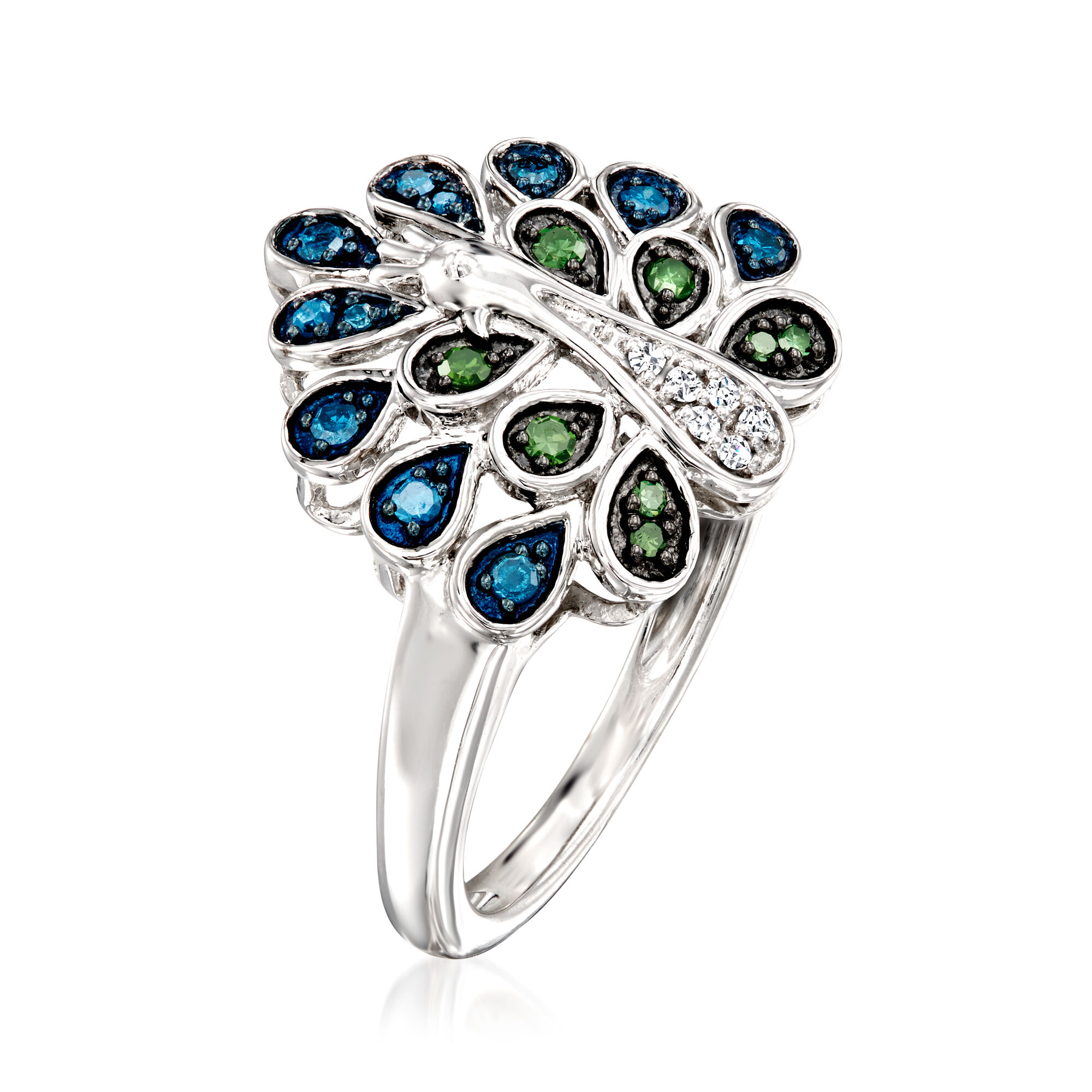 .25 ct. t.w. Multicolored Diamond Peacock Ring in Sterling Silver
