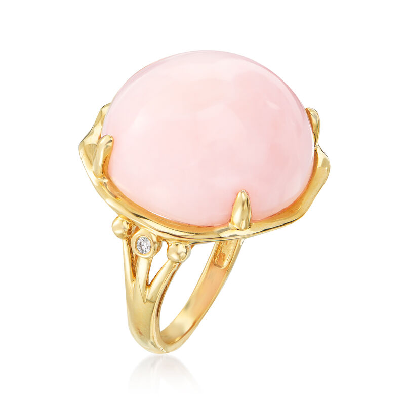 Pink Opal Ring with Diamond Accents in 14kt Yellow Gold image number 2