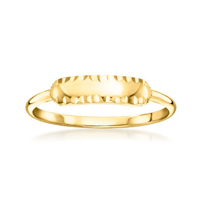 Italian 10kt Yellow Gold Diamond-Cut Bar Ring