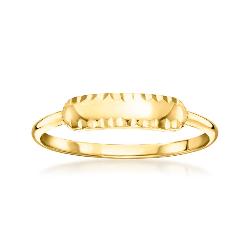 Italian 10kt Yellow Gold Diamond-Cut Bar Ring image number 0