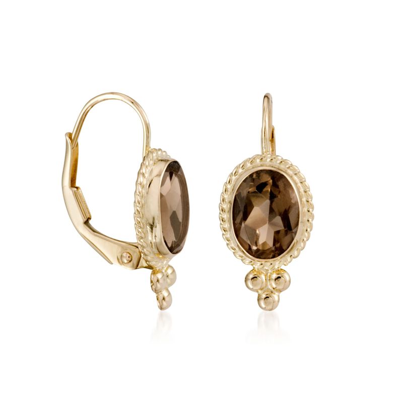 2.50 ct. t.w. Smoky Quartz Rope Edge Earrings in 14kt Yellow Gold image number 1